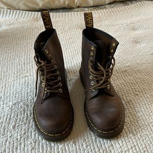 Brown Doc Marten Crazy Horse leather lace up boot